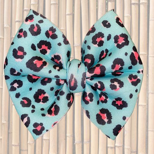 Neon Leopard Puff Bows